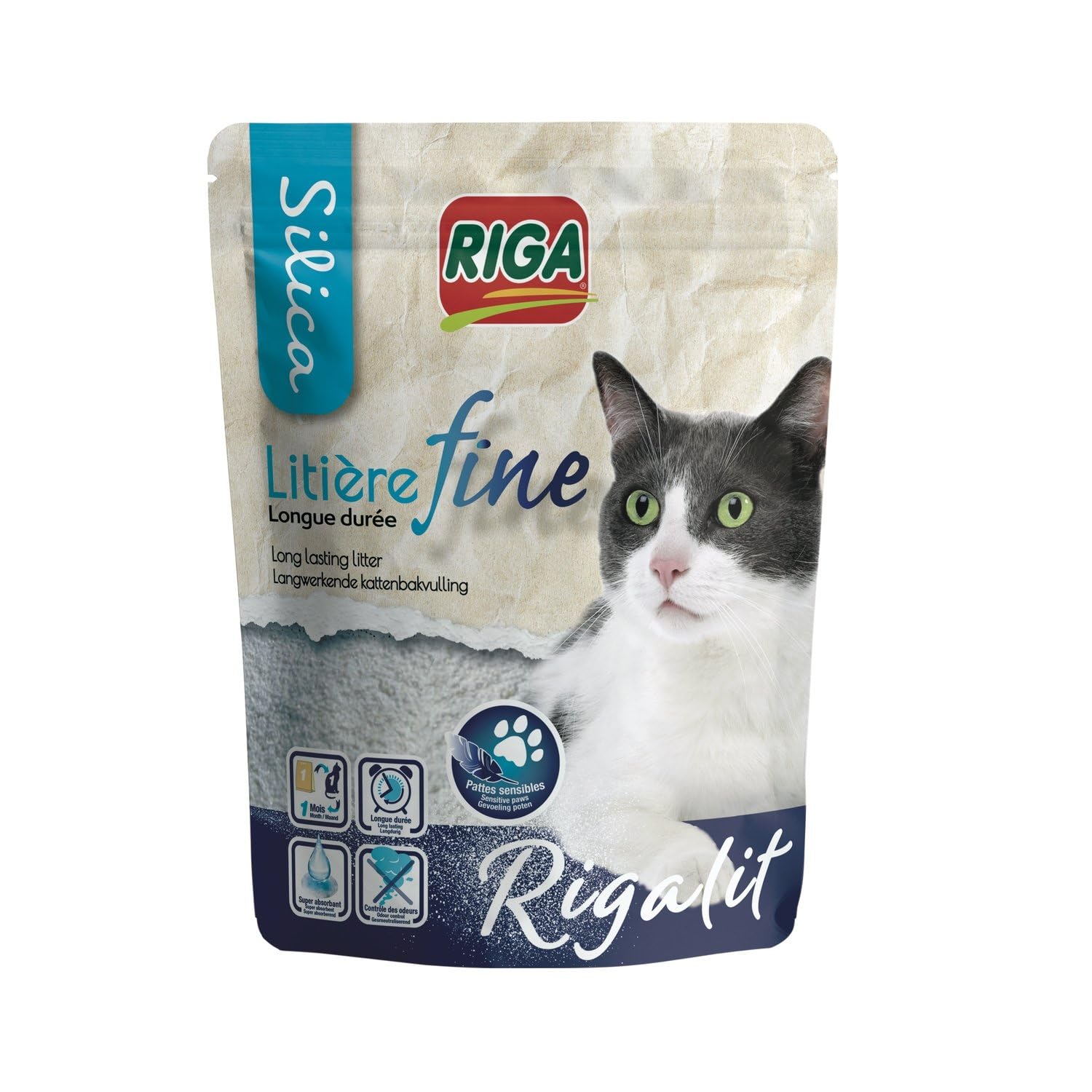 Litière Silice Fine Riga - Le Paquet de 1,6Kg Lot De 3 - par Lot