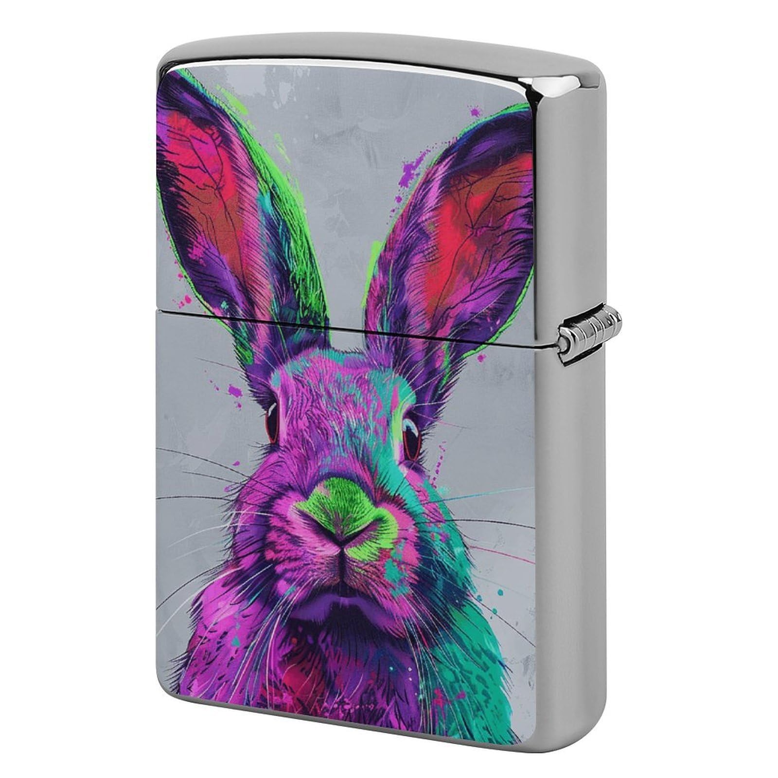 Bright Color Rabbit Lighter Case Vintage Metal Lighter Cover Reusable Lighter Protective Sleeve Unique Design Personalized Lighter Sleeve Holder Against Dust and Scratches