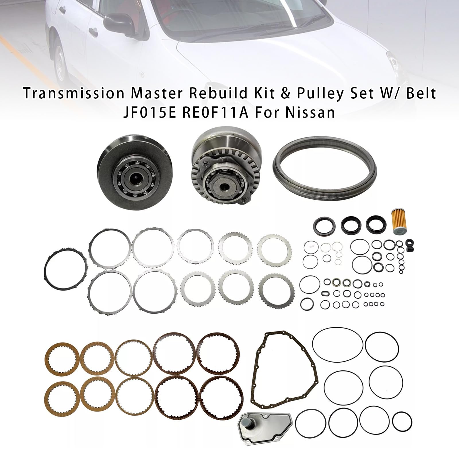 JF015E Transmission Master Rebuild Kit & Pulley Set para Nissan CVT Gear JF015E/RE0F11A con 30 dientes correa AD Van, Almera, para Juke, Qashqai, Micra, Versa, etc.