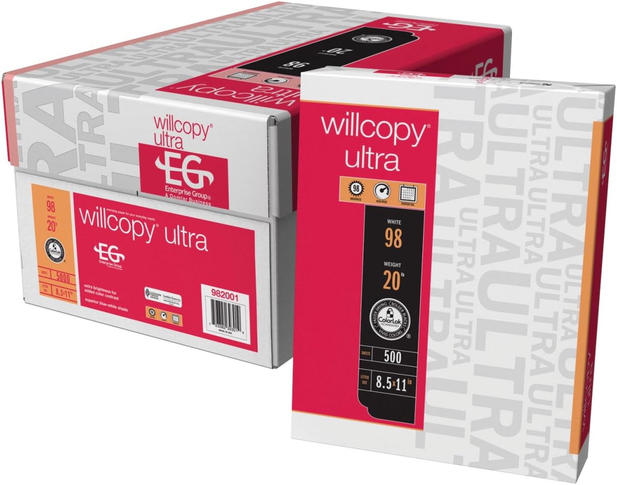 Willcopy Ultra Copy & Multipurpose Letter Paper -24 lbs. - 8.5 x 11 - 10 Reams