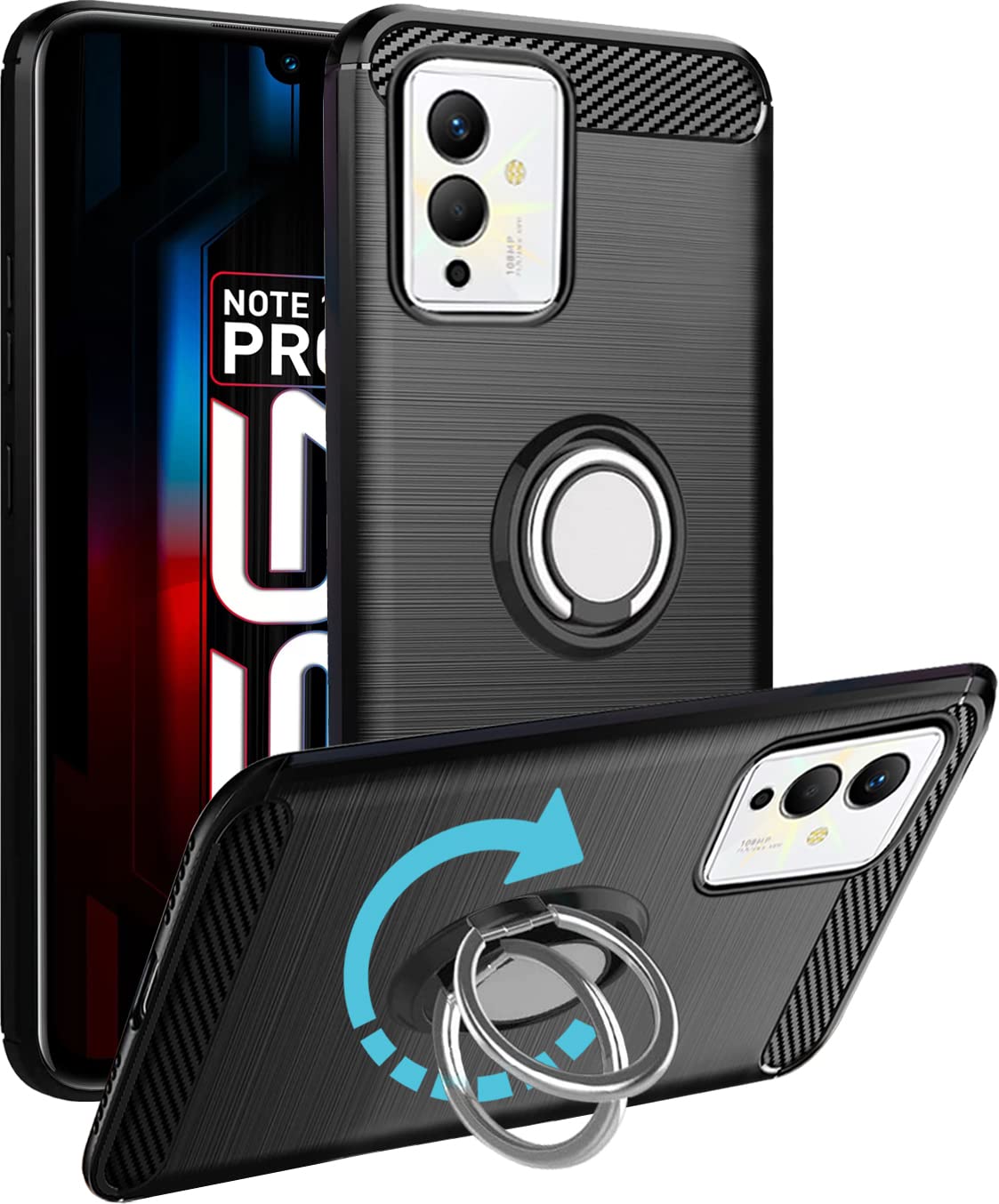 unisTuff Rubber Back Case Cover For Infinix Note 12 Pro 5G | Ring Stand | Premium Finish | Camera Protection - Night Black, 76868 (B0B8YYQQXB) Amazon Price History, Amazon Price Tracker