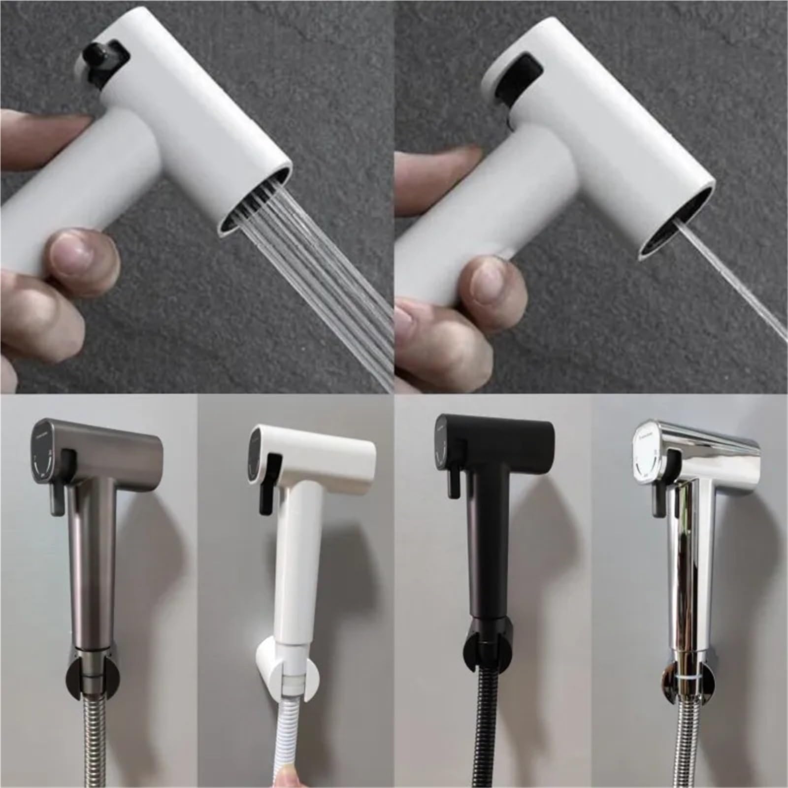 Bidé de Ducha higiénico portátil para baño, Inodoro, Inodoro, válvula de Chorro (Conjunto de PVC Gris)