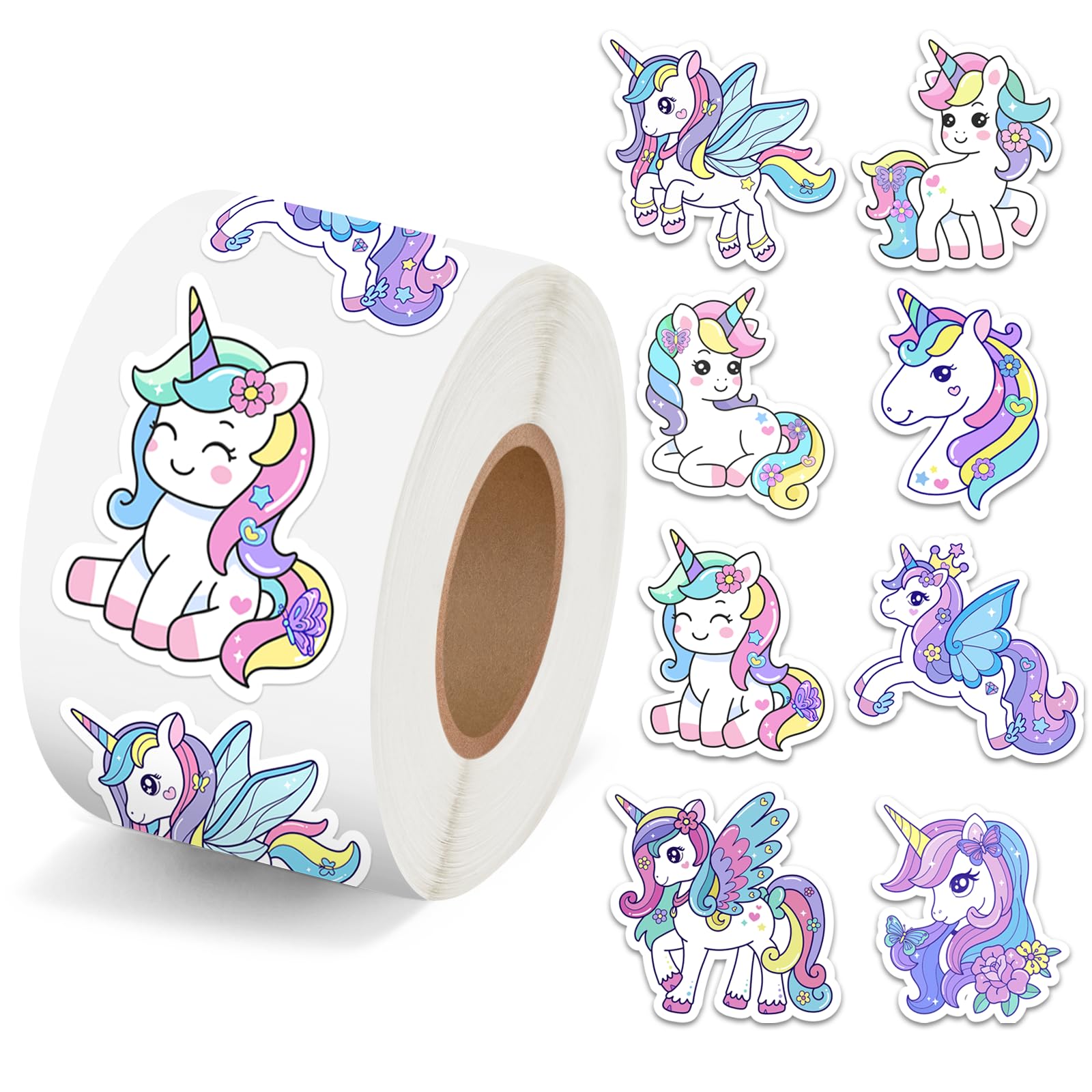 Unicorn Sticker Roll Cartoon DIY Craft Reward Incentives Stickers Envelope Seals Cute Animal Office Supplies Birthday Party Favor Gift Self Adhesive
