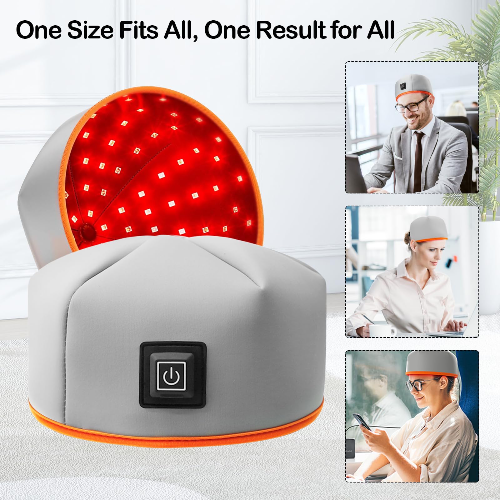Rotlichttherapie-Kappe, 120 LEDs Haarwachstum Cap mit Nahinfrarotlicht, 660nm & 850nm Dual-Wellenlänge, Kopfhautstimulation Haarpflege für dünner werdendes Haar