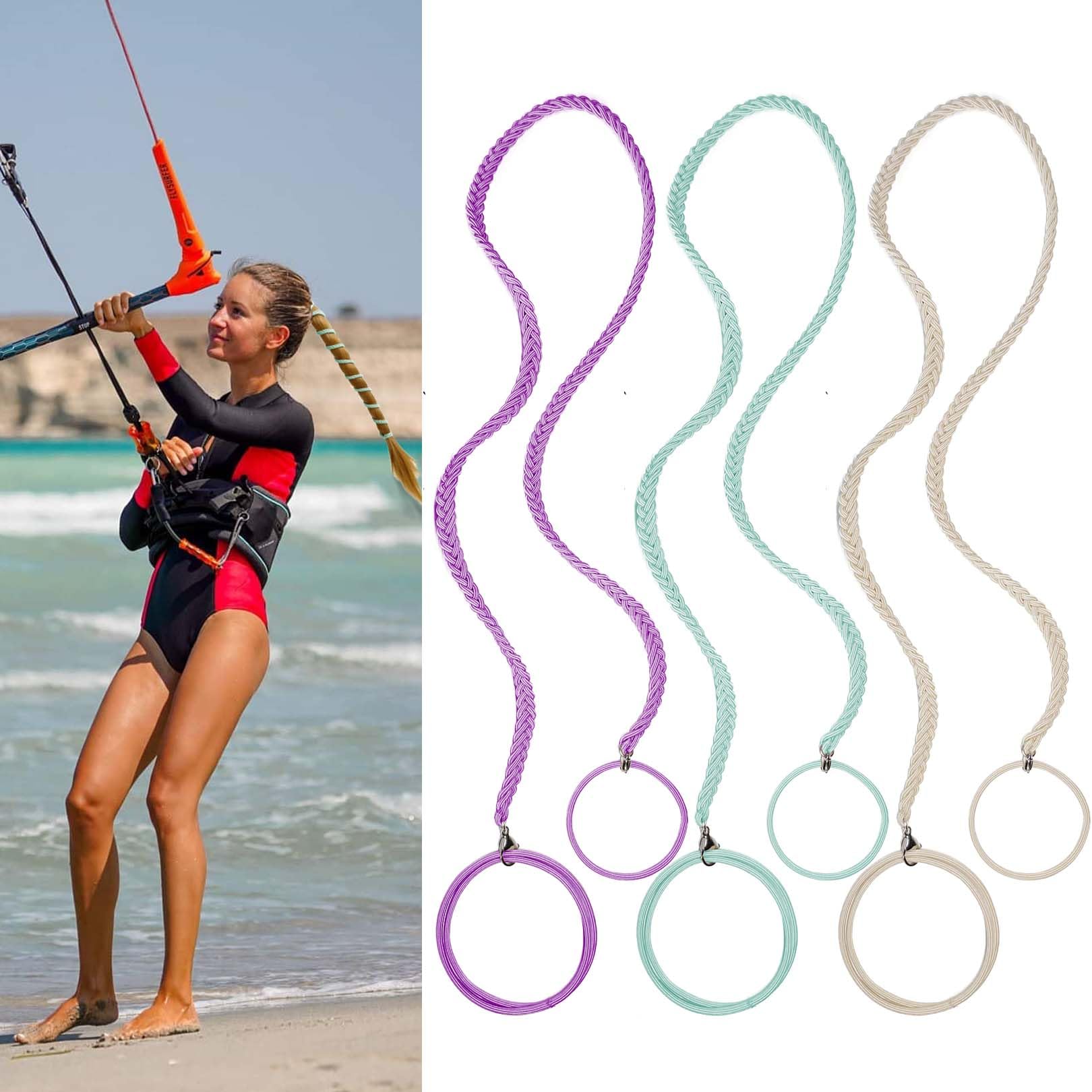 3 paquetes de gomas elásticas de 25 pulgadas para cabello largo y grueso y rizado, bandas trenzadas para mujeres y niñas, fuertes soportes para cola de caballo, sin daños, para playa, natación,