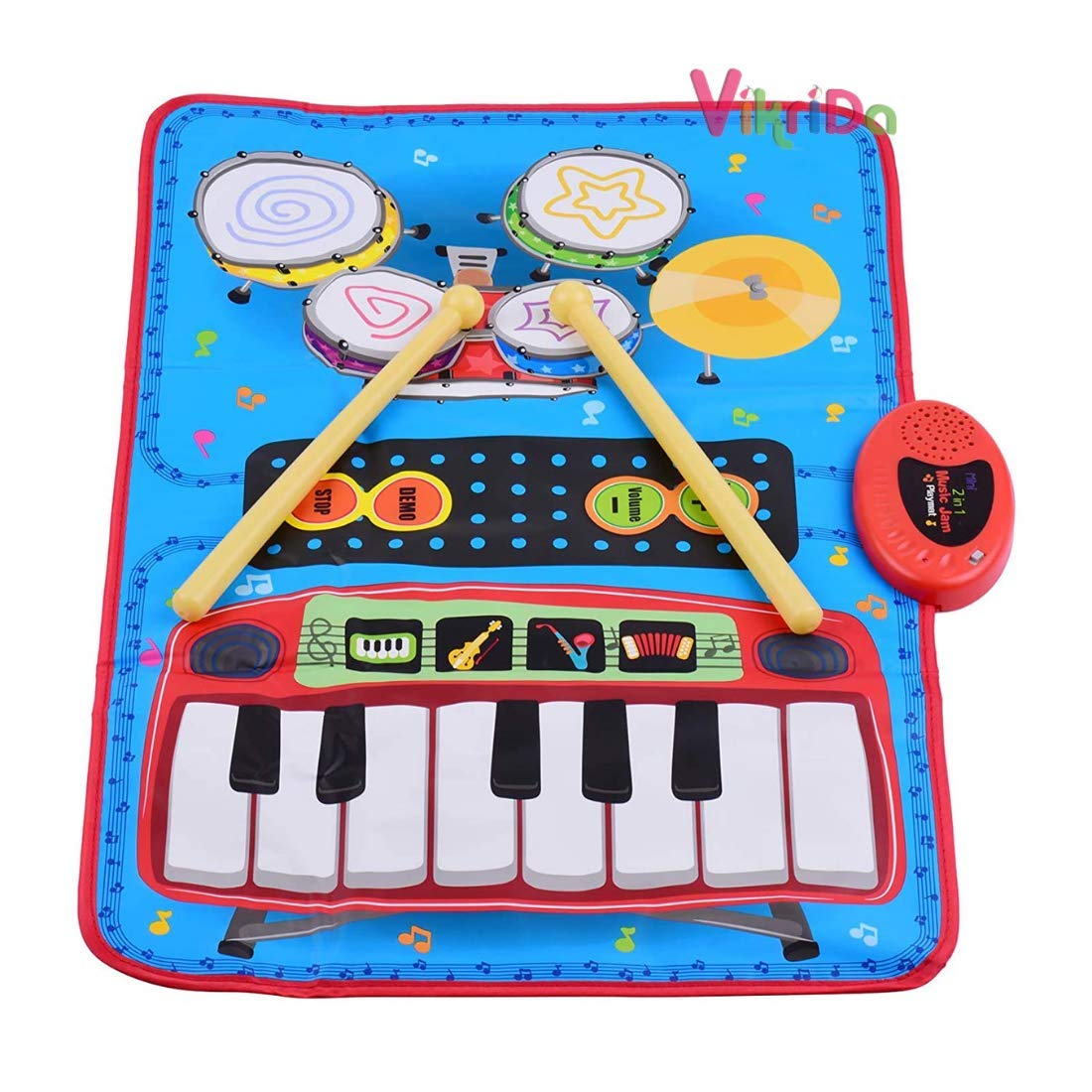 VikriDA Musical Mats with Piano and Drum Sounds, Mini 2 in 1 Music Playmat Child Music Dance Mat Touch Playmat Early Education Toys for Girls Boys Toddlers, 70 * 45 cms (B08RWDDH26) Amazon Price History, Amazon Price Tracker