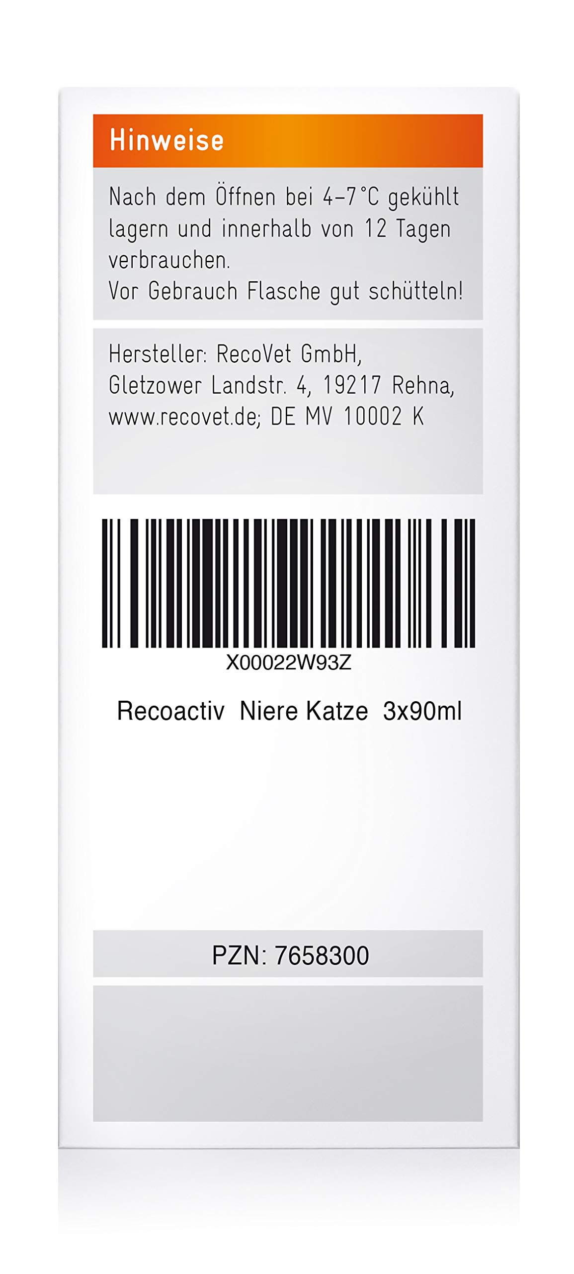 Recoactiv Suplement Diety na Nerki dla Kotów, 90 ml, 3 Sztuki