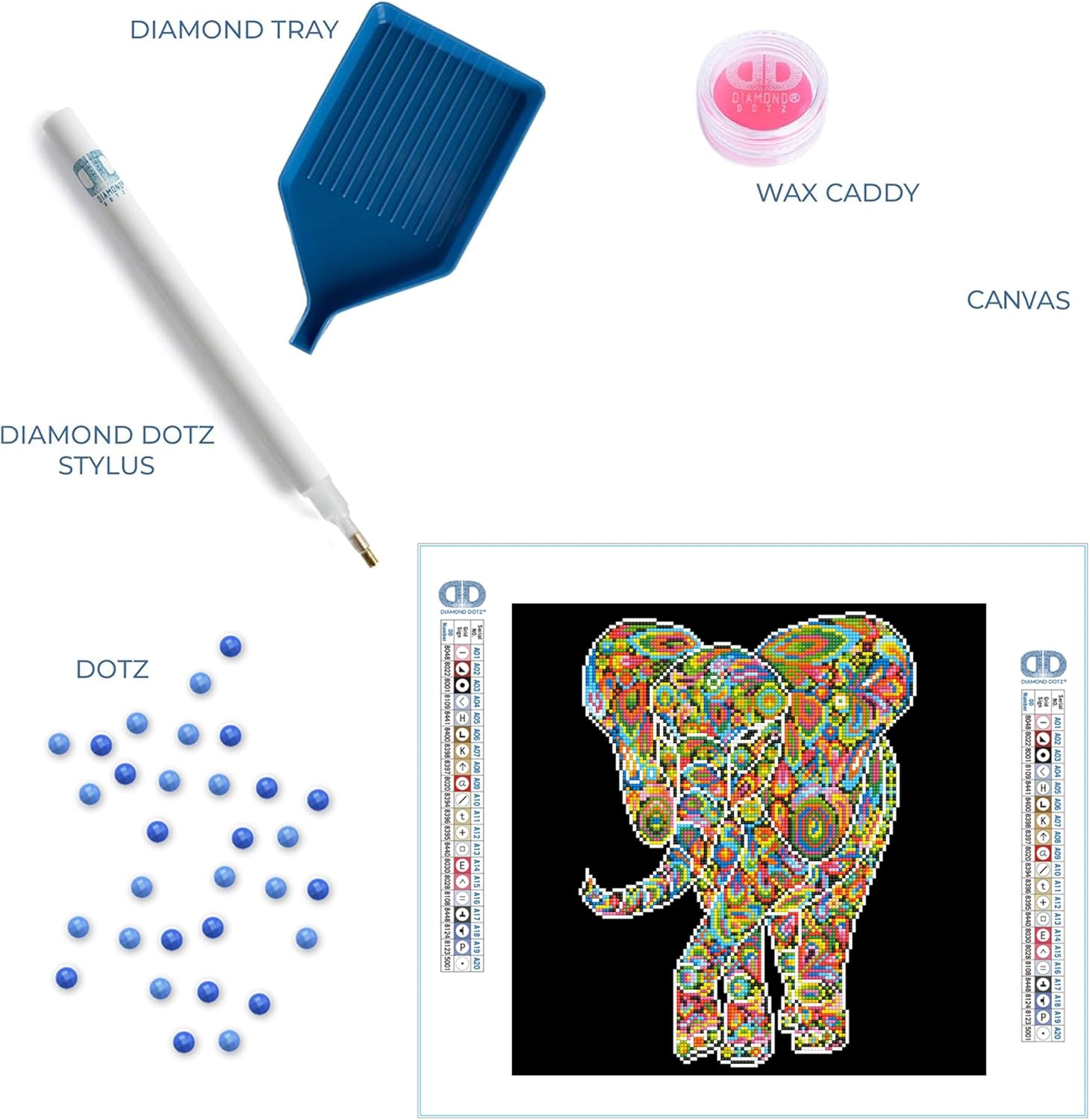 DIAMOND DOTZ Kaleidoscope Walk Elephant Diamond Painting Kits for Adults - Diamond Art Kits a Relaxing Creative Craft Kit with Dotz Gems 15.7" x15.7