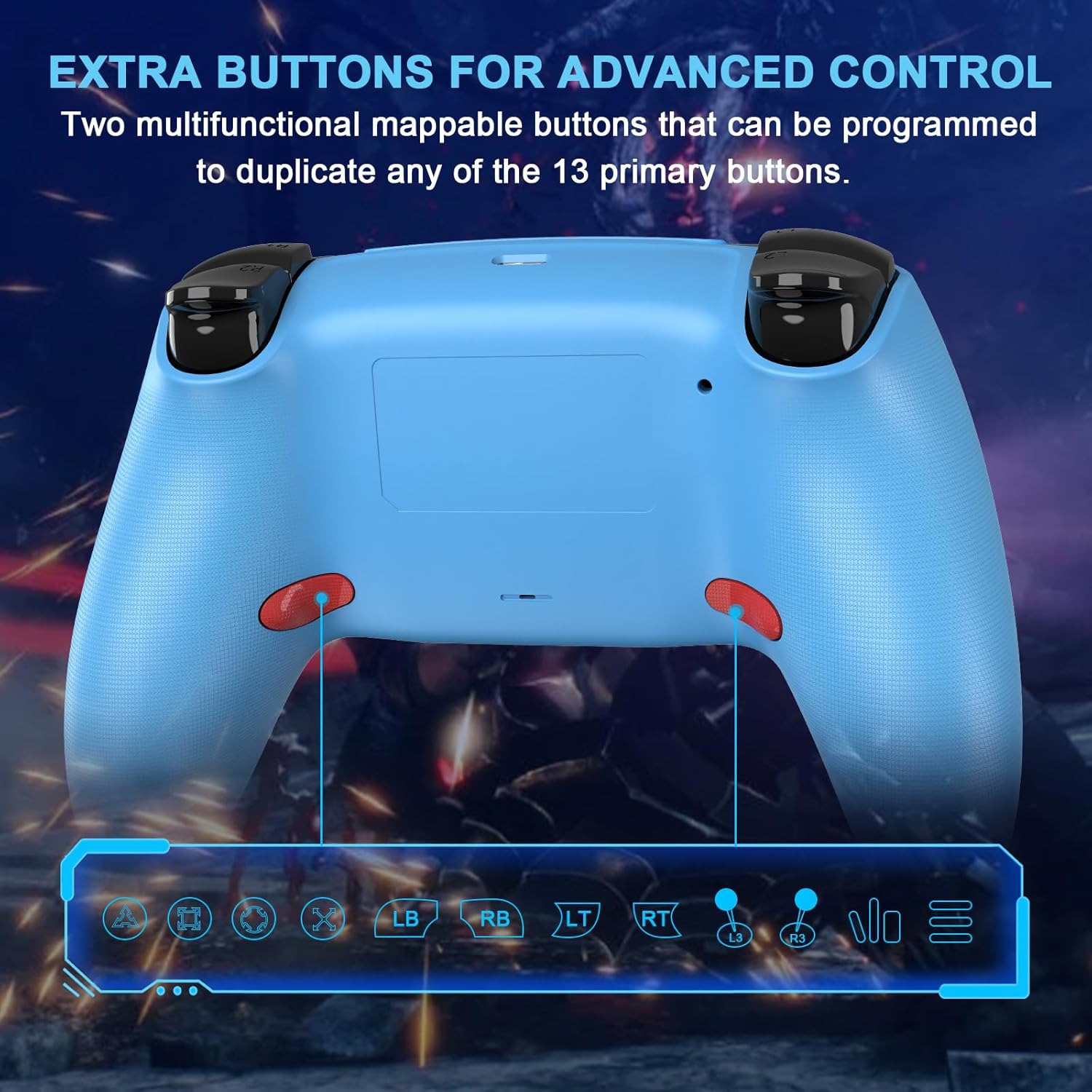 Blue UGAME Replacement for Luna Controller, Ymir Controller Wireless for Fire TV with 2 Map Buttons/Macro Turbo, Work for Amazon Luna/PS4/PC, ldeal Gift for Christmas, Blue