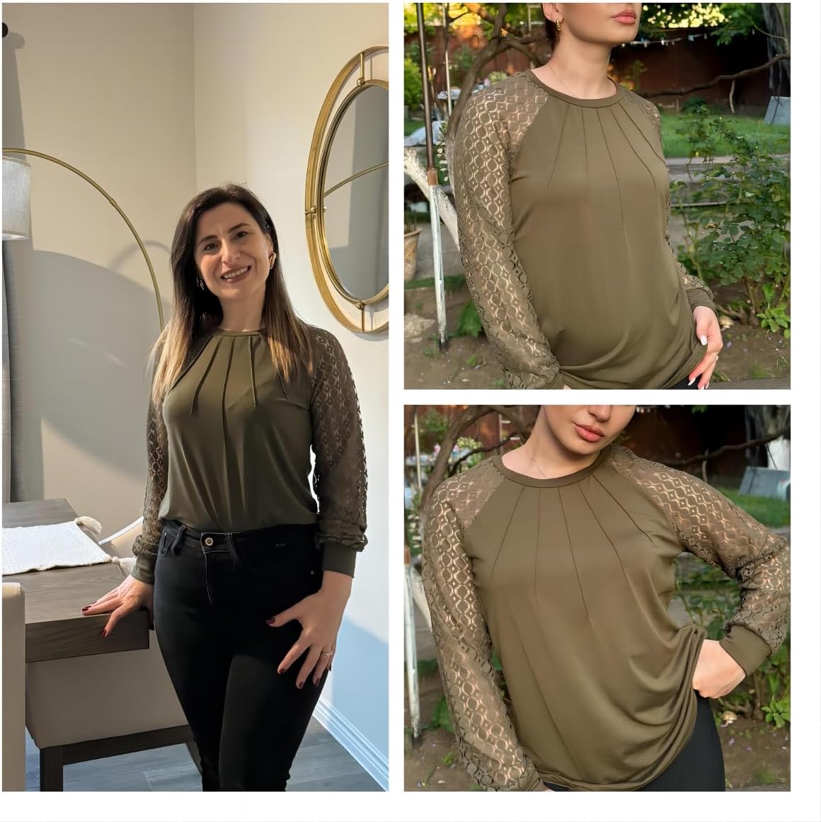 HOTOUCH Women's Lace Long Sleeve Spring Dressy Casual Business Work Trendy Shirts - Image 4