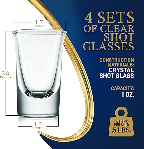 Miniatura 7 de NutriChef Paquete de 4 vasos transparentes  Juego de 4 vasos de chupito redondos elegantes de 1 onza  base estable, resistente a los golpes térmicos