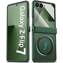 BXYJY for Samsung Galaxy Z Flip 7 Case with Hinge Protector, Slim Compatible with MagSafe, Front Screen Protector, Shockproof Rugged Translucent Protective Phone Case for Galaxy Z Flip 7, Green