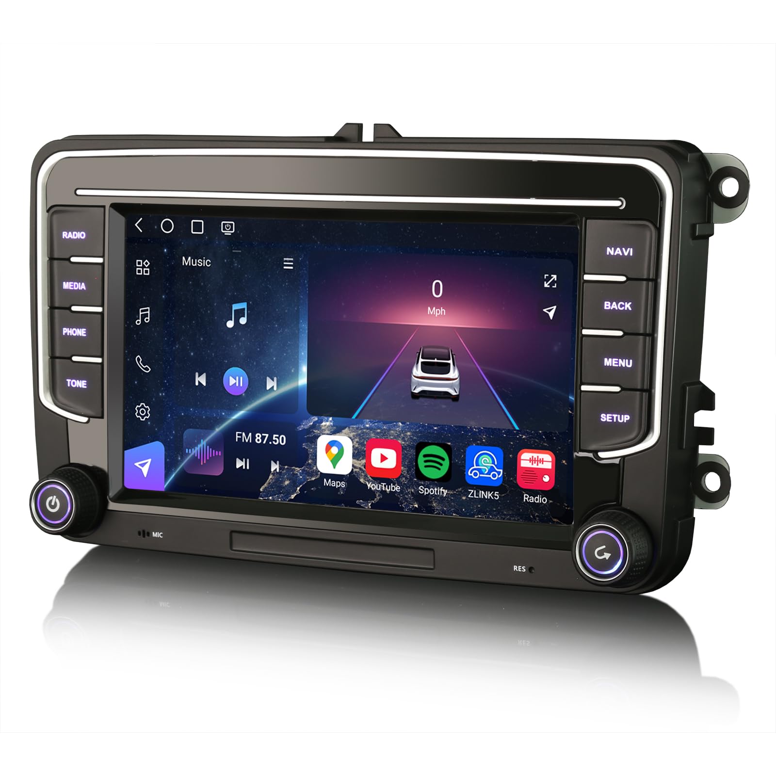 Erisin 8-rdzeniowy 8GB+128GB Android 14 GPS Nawigacja Samochodowa Stereo do VW Golf Polo Caddy Amarok Passat Seat Skoda do Tiguan 7" Bluetooth 5.1 CarPlay Android Auto DSP Audio WLAN OBD2 Canbus