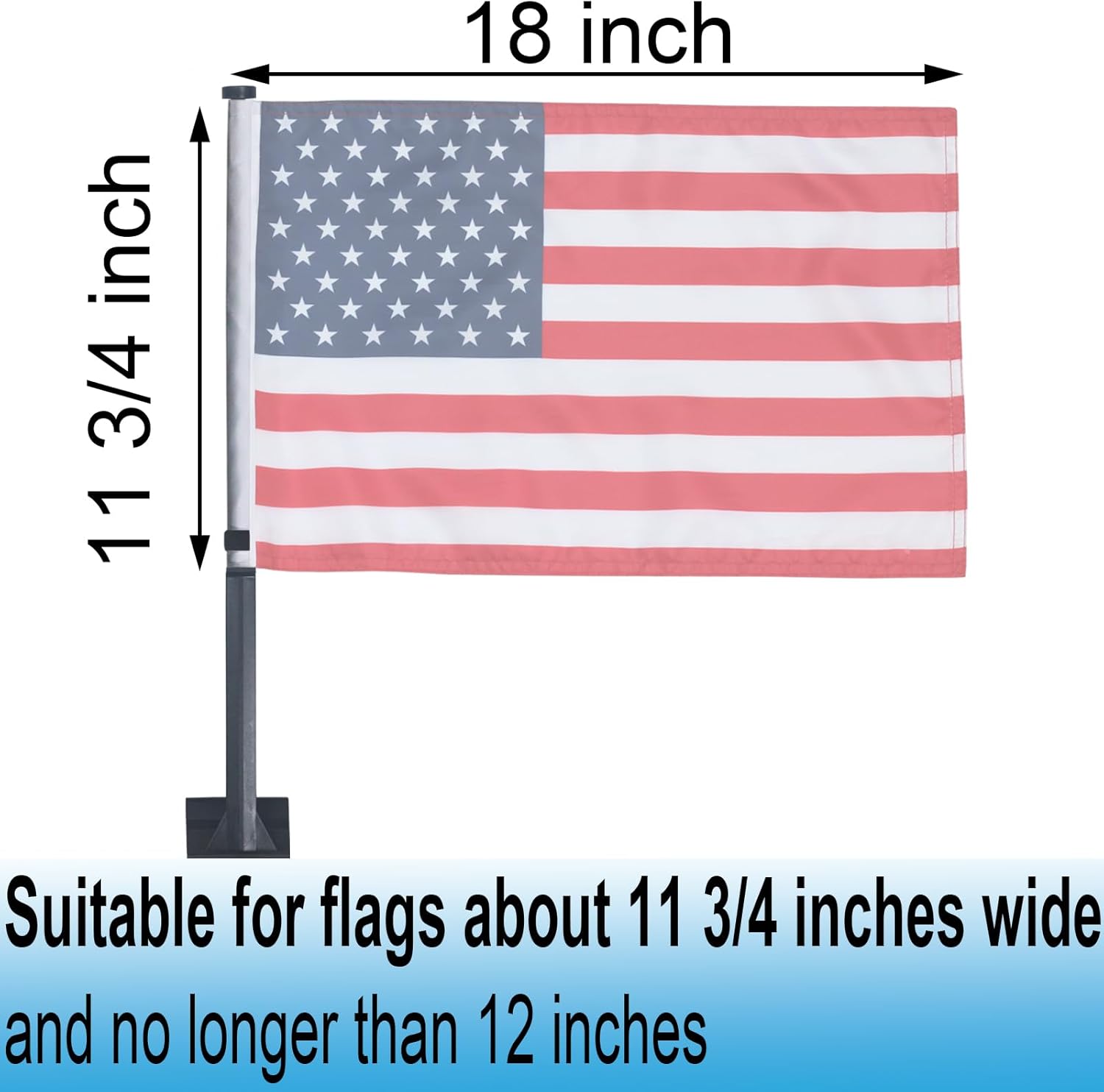 Acocony Car Flag Poles 20 Inches With Locking Cap And Retaining Clip Black Plastic Heavy Duty Flag Pole For Car Windows Pack Of 12