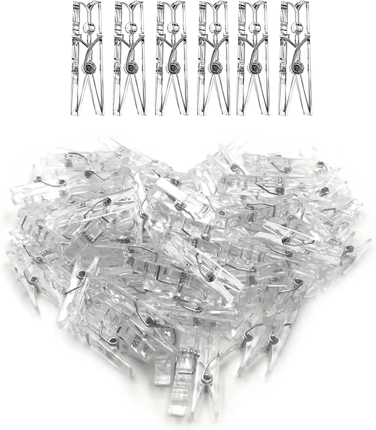 40 Pcs Clear Mini Pegs, 35mm Transparent Plastic Spring Pegs, Hanging