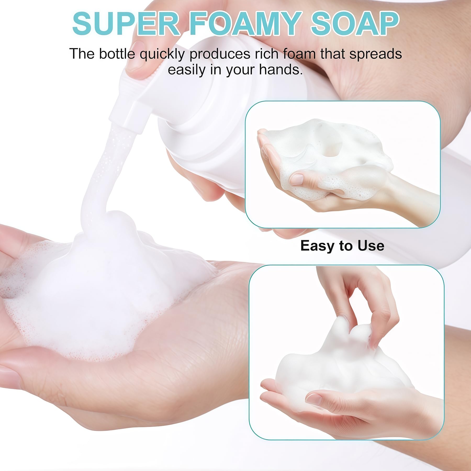 3 flaconi vuoti da 100 ml, in plastica trasparente, ricaricabili, dispenser di sapone in schiuma, contenitori per cosmetici, sapone per le mani, shampoo