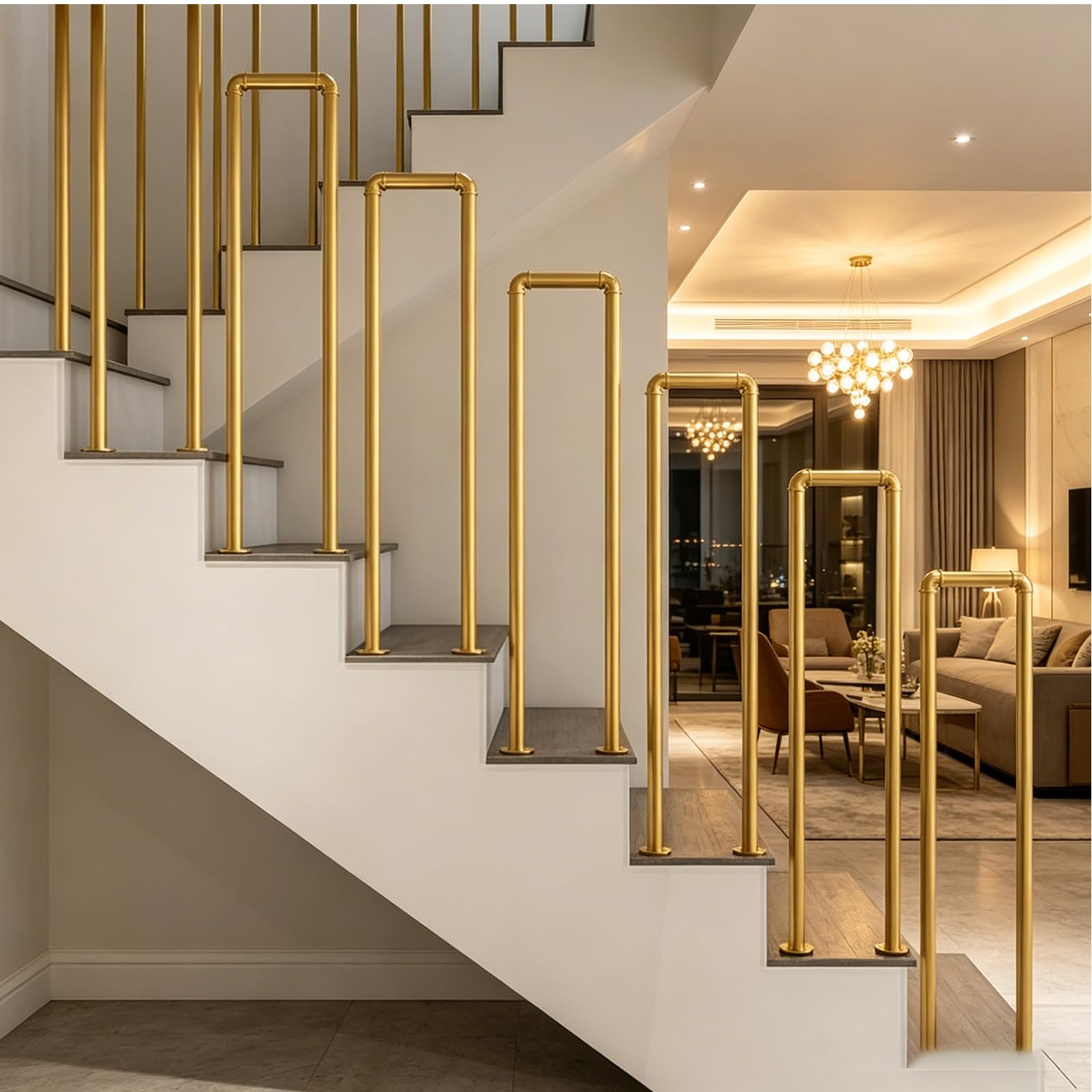 Thalassa U-Shaped Railing Stairs, Outdoor Handrail, Indoor Stair Banister, Stair Handrail for Balconies, Hallways, Handrails for Stairs, Hand Rails Outside Steps, Grab Rails Outdoor