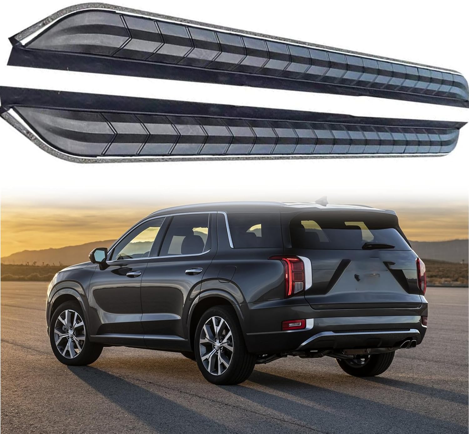 2 PCS Running Boards Fits for H Palisade 2019 2020 2021 2022 2023 Black Nerf Bar Side Steps