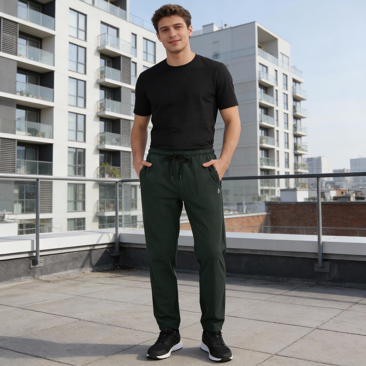 Bonjour Sporthose für Herren, schmale Sporthose mit elastischem Bund, leicht, bequem, Sportbekleidung für Fitnessstudio, Laufen, Training