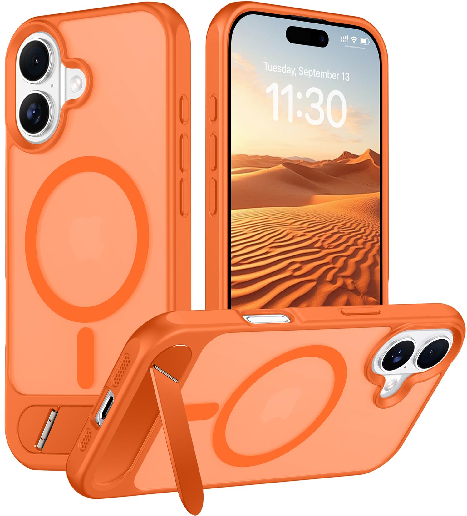 Temdan Magnetic Compatible with iPhone 16 Case, [Built-in Invisible Kickstand][Compatible with MagSafe][Military Grade Shockproof] Slim Translucent Matte Phone Case for iPhone 16 6.1"