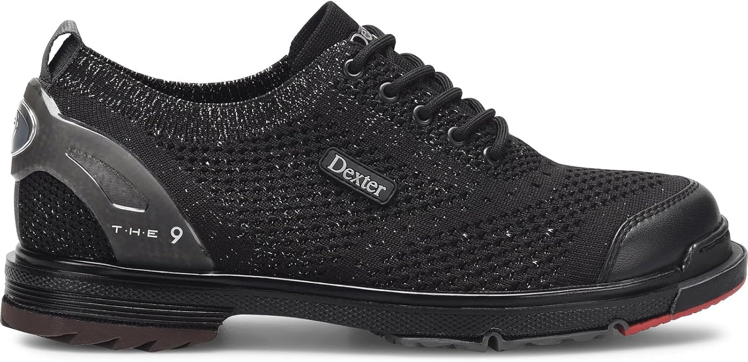 Dexter Women's THE 9 Knit ST Bowling Shoe Black/Silver - Interchangeable Slide Soles and Heels - Made for Both Left and Right Handed Bowlers