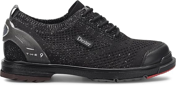 Dexter Women's THE 9 Knit ST Bowling Shoe Black/Silver - Interchangeable Slide Soles and Heels - Made for Both Left and Right Handed Bowlers