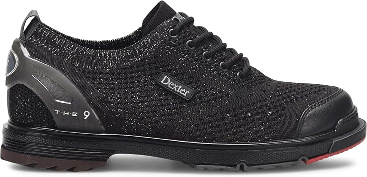 Dexter Women's THE 9 Knit ST Bowling Shoe Black/Silver - Interchangeable Slide Soles and Heels - Made for Both Left and Right Handed Bowlers