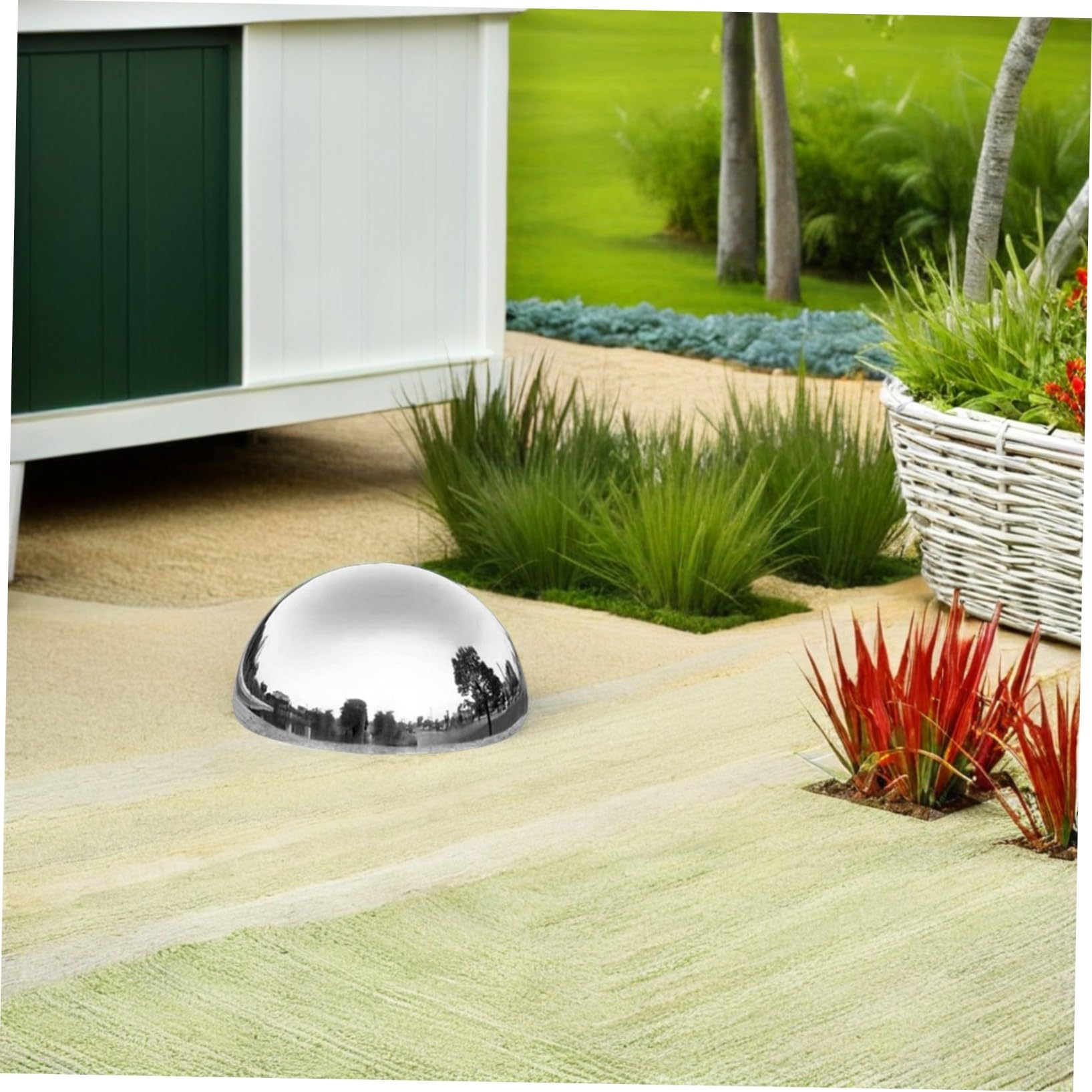 CALLARON Sfere Riflettenti da Giardino 4pezzi in Acciaio Inossidabile Semi Sfera Finitura Specchiata, Resistenti e Infrangibili per Decorazioni Patio e Spazi Esterni