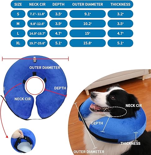 Miniatura 8 de MCHY Cono inflable impermeable para perro, collar de recuperación ajustable para perros después de la cirugía, evita mordeduras y arañazos, no