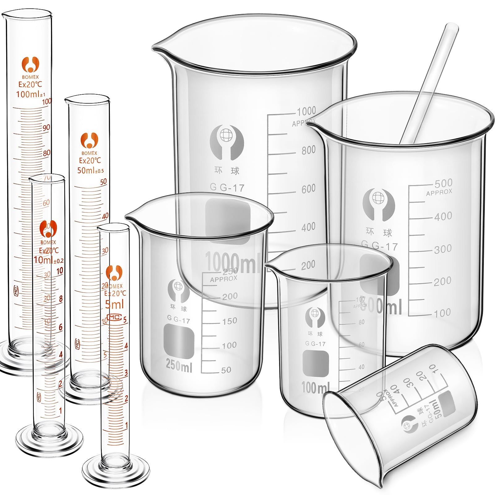 Glass Measuring Beakers & Graduated Cylinders - Feekoon -1