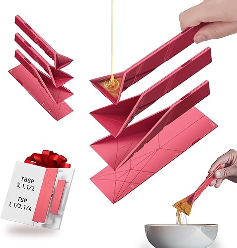 POLÍGONOS - Cucharones plegables planos originales 3 en 1 | 2 cucharas se pliegan en 6 tamaños | Magnéticos | Tecnología DuraBend que dura más de