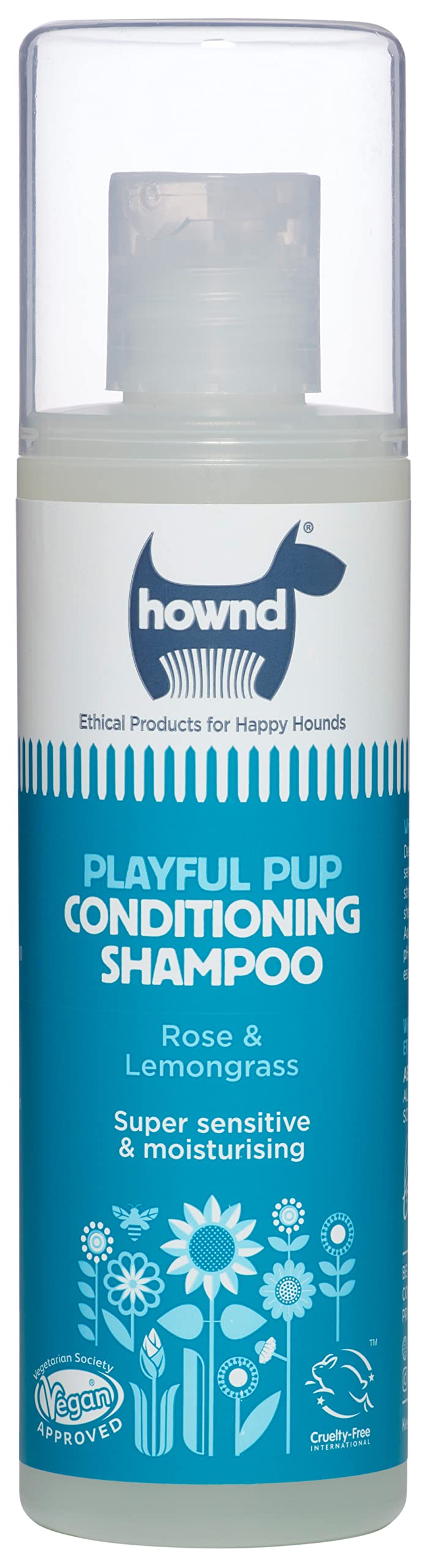 HOWND Playful Pup Gentle Conditioning Shampoo for Puppies & Adult Dogs w/Sensitive Skin; Rose & Lemongrass - Moisturizing Deep Clean Shampoo - Vegan Formula