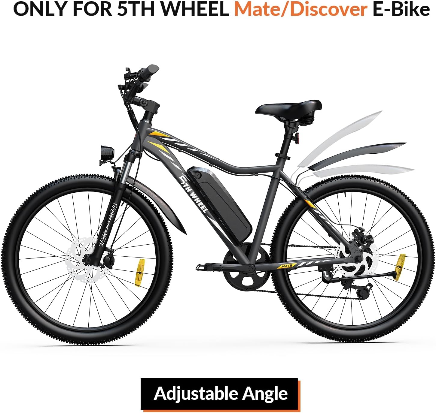 5TH WHEEL Mate Ebike Mudguard Set Front & Rear Fenders with Adjustable Angle for Full Coverage Protection
