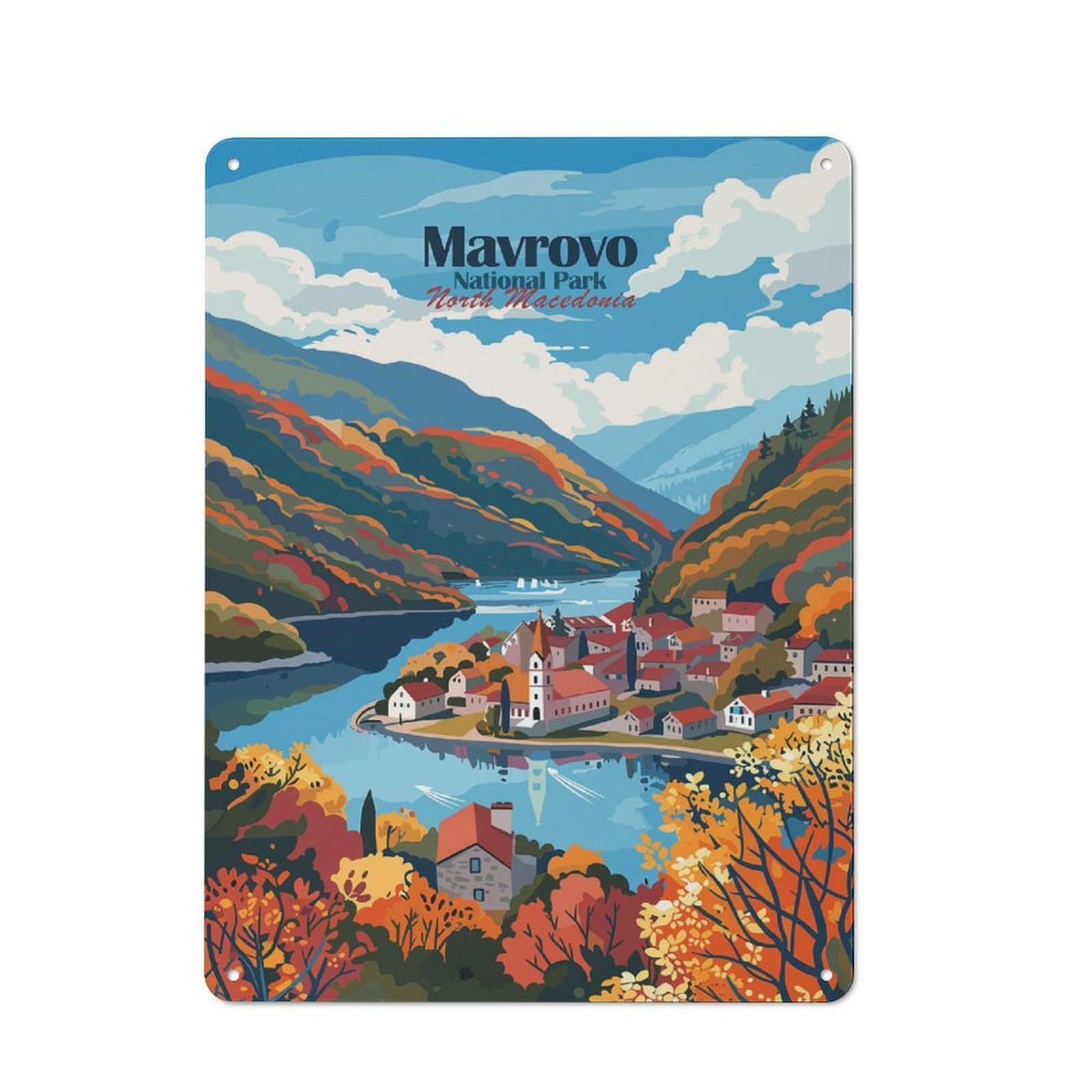 Junmoney Mavrovo National Park, North Macedonia Rustic Tin Sign 40X30cm Featuring For Living Room Wall, For Metal Sign Collectors, For Garage And Workshop Walls