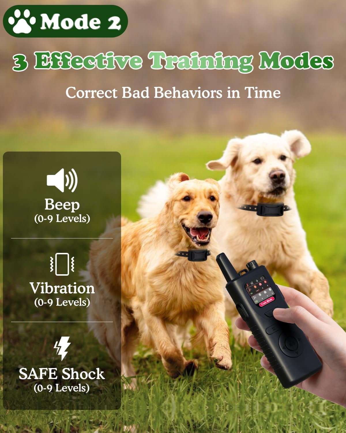 Wireless Dog Fence for 2 Dogs, Electric Dog Fence, Outdoor Portable Pet Containment System with Remote Training Collar, Adjustable Trength and Collar for Big Medium Small Dogs