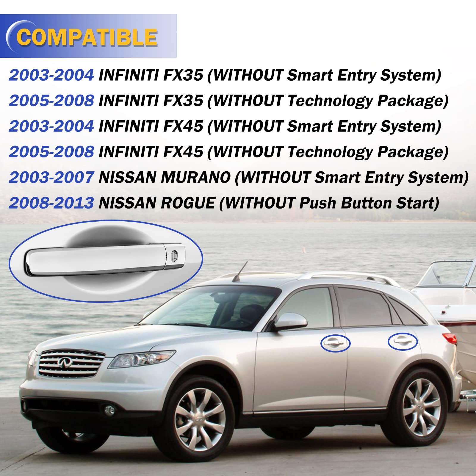 Amazon.com: X4XZ Chrome Exterior Outside Door Handle Front