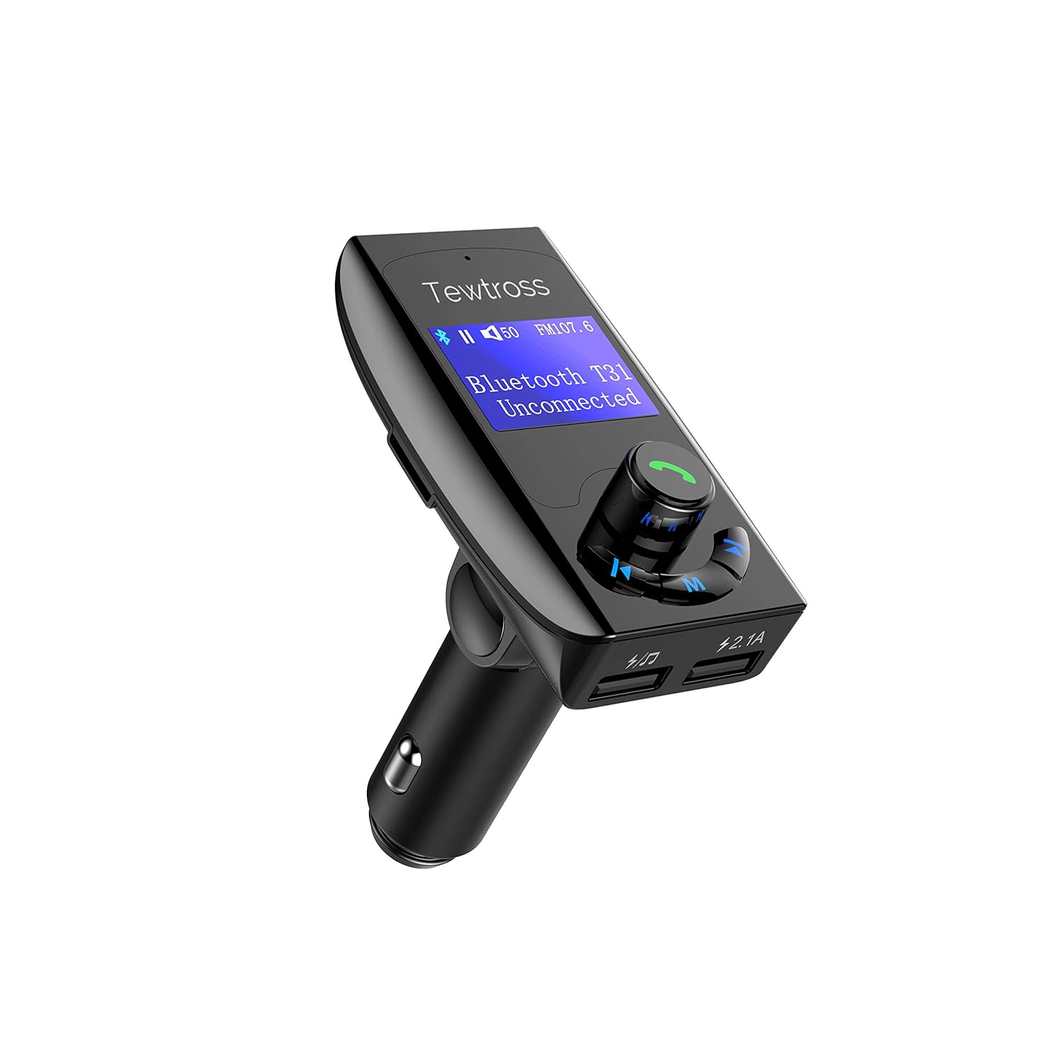 Tewtross Car Bluetooth FM Transmitter Handsfree Kit with Large Display