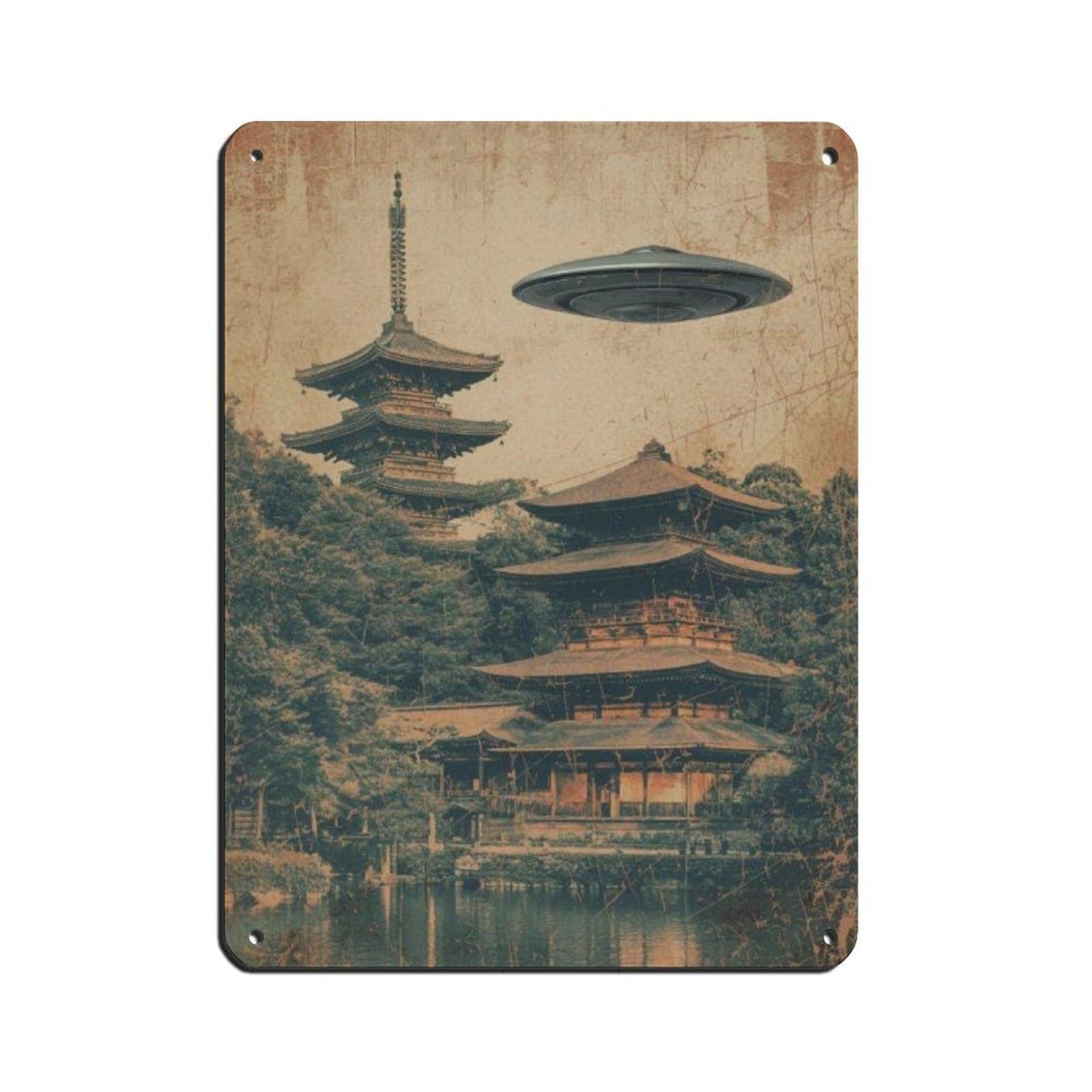 Retro Futuristic UFO Artposter Retro Poster Metal Tin Sign Chic Art Retro Iron Painting Bar People Cave Cafe Family Garage Poster Wall Decoration 12x16inch(30x40cm)
