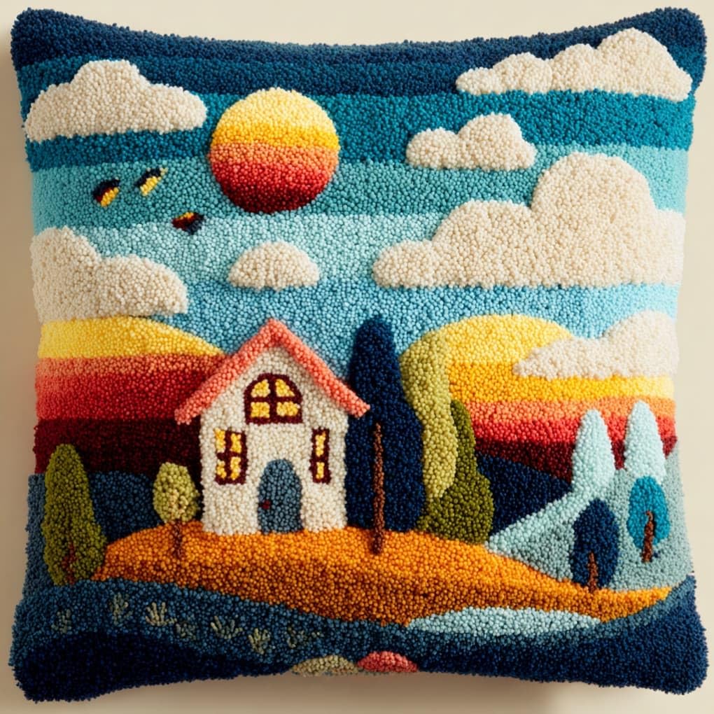kitphoenix Latch Hook Kits Cushion House Cartoon 43Cmx43Cm