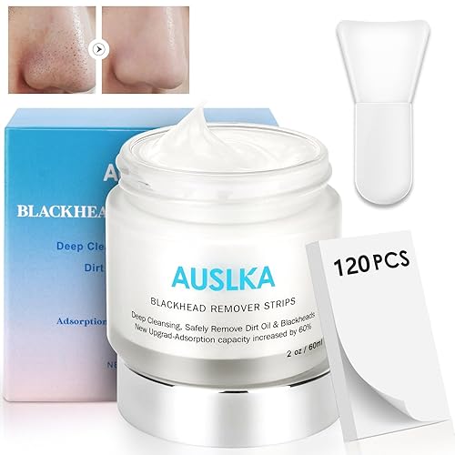 AUSLKA Tiras removedoras de puntos negros, 120 unidades, 60G, tiras de limpieza profunda para todo tipo de piel, removedor de cabeza negro para cara