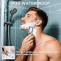 Vista 5 de Cortadora de barba para hombres, maquinilla de afeitar eléctrica 5 en 1 para hombres, cortadora de pelo inalámbrica, kit de aseo impermeable
