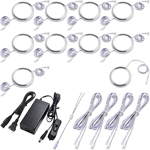 Iluminación para debajo del gabinete, cableado directo de 120 V y enchufe de pared, fácil de montar, tira de luz LED con cadena de margaritas, kit