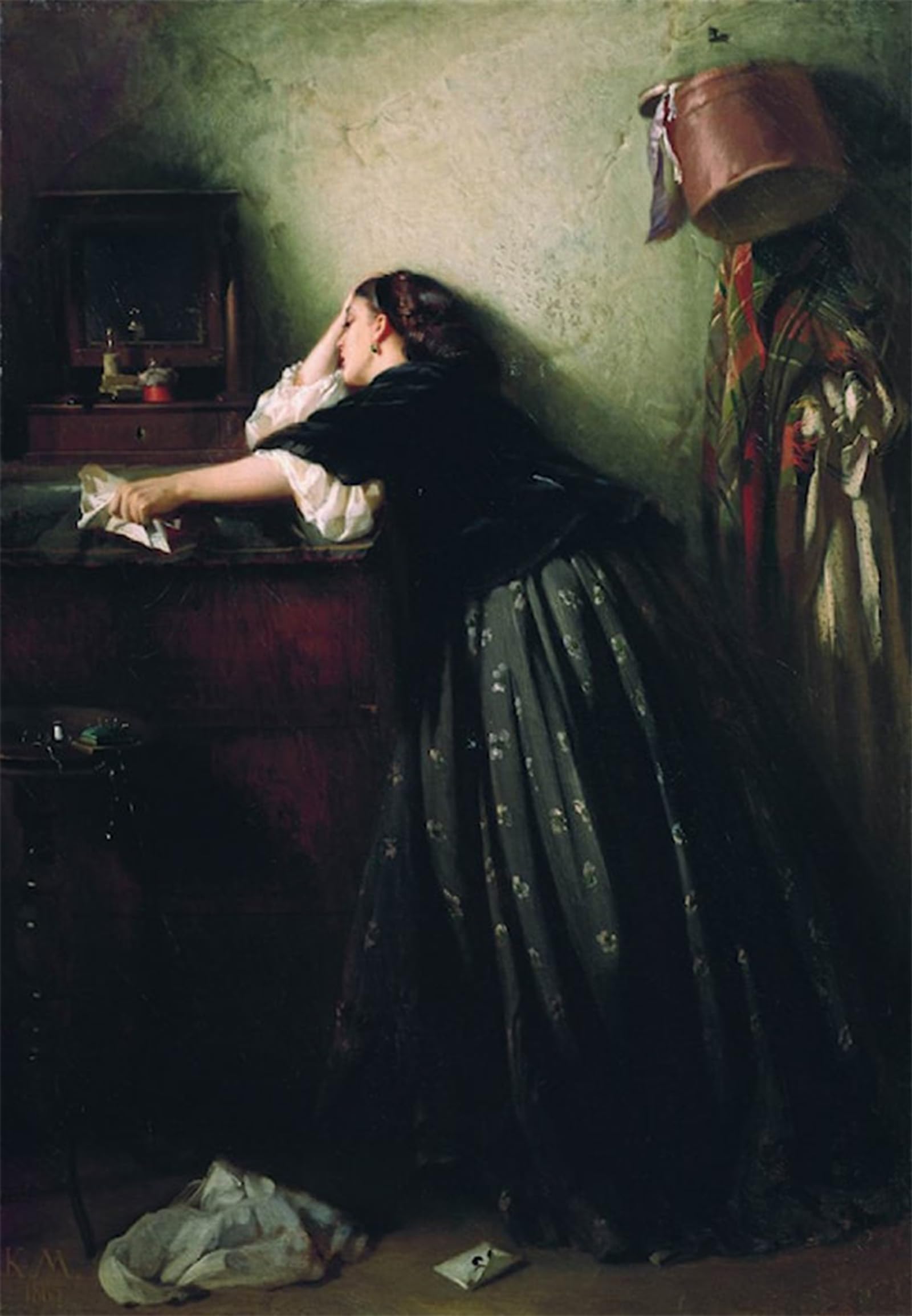 SERENDIPITP Abstract Painting Mural Print Picture Wall Decor Painting Widow Konstantin Yegorovich Makovsky Vintage Wall Artwork for Home Decor 60x90cm