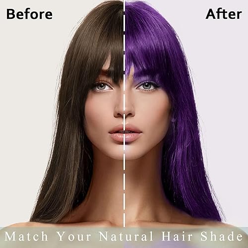 Miniatura 3 de Champú instantáneo de color de coco morado para mujeres y hombres, fácil de usar y de larga duración, 3 en 1 para cabello oscuro, 16.9 fl oz (morado)