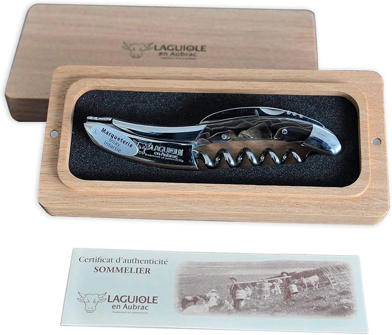 Laguiole En Aubrac Sommelier Waiter's Corkscrew, Allure Bron Lai Handle, Wine Opener With Foil Cutter & Bottle Opener