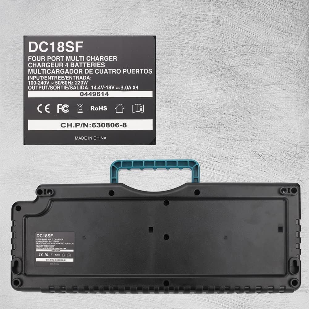 4-Port Battery Charger for Makita 18V & 14.4V LXT Lithium-Ion Batteries, Replacement for DC18SF DC18RC DC18RD, Compatible with BL1860B BL1850B BL1840B BL1830B (Charger Only)