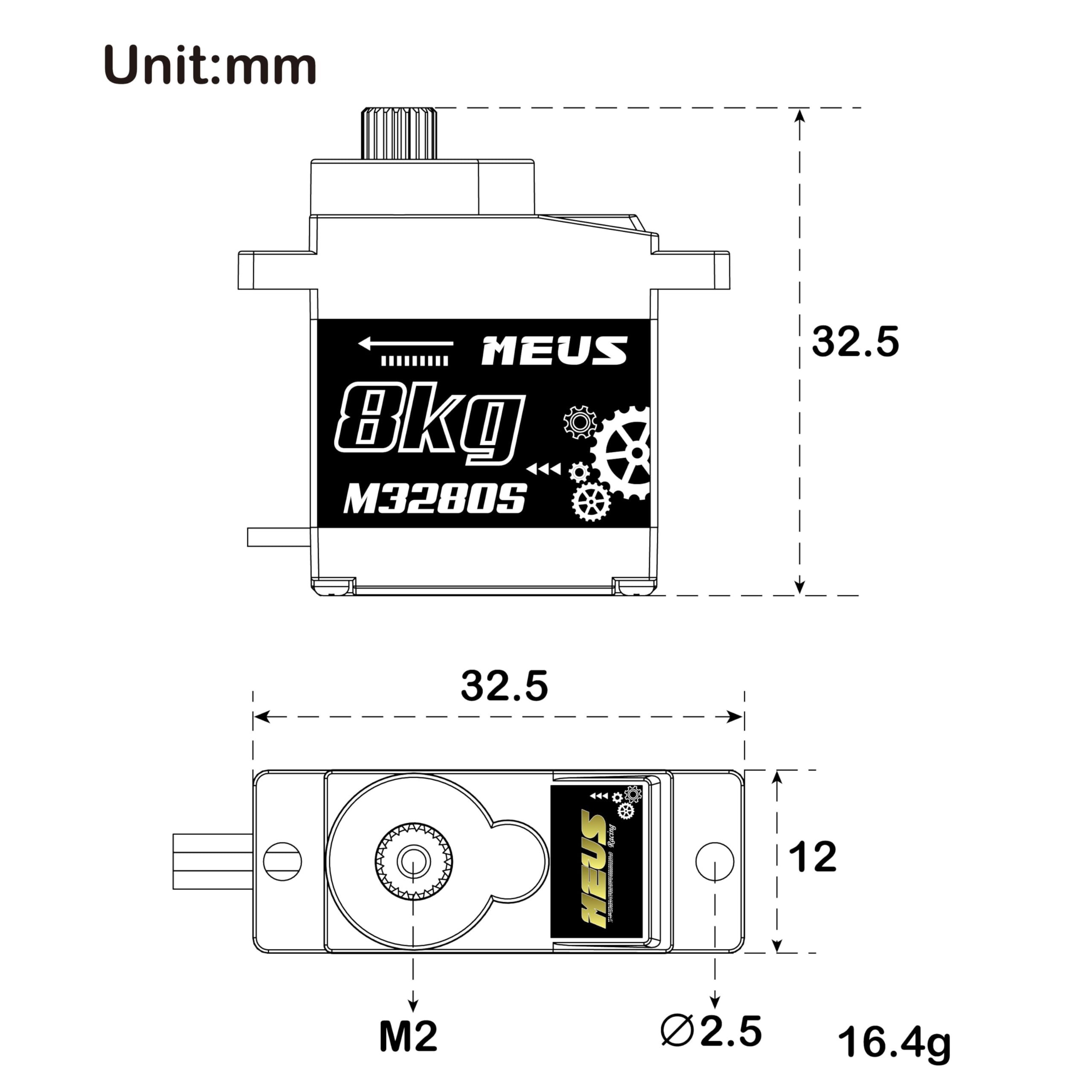 MEUS RACING Micro servo numérique RC 8 kg pour axial SCX24 Traxxas TRX4M Redcat Ascent-18 1/18 1/24 RC Crawler (M3280S)