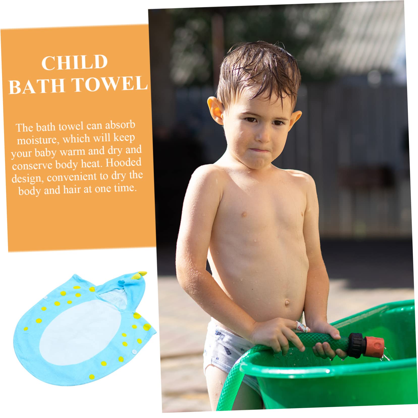 SECFOU Toalla de Baño Capucha Infantil de Algodón Azul, Capa