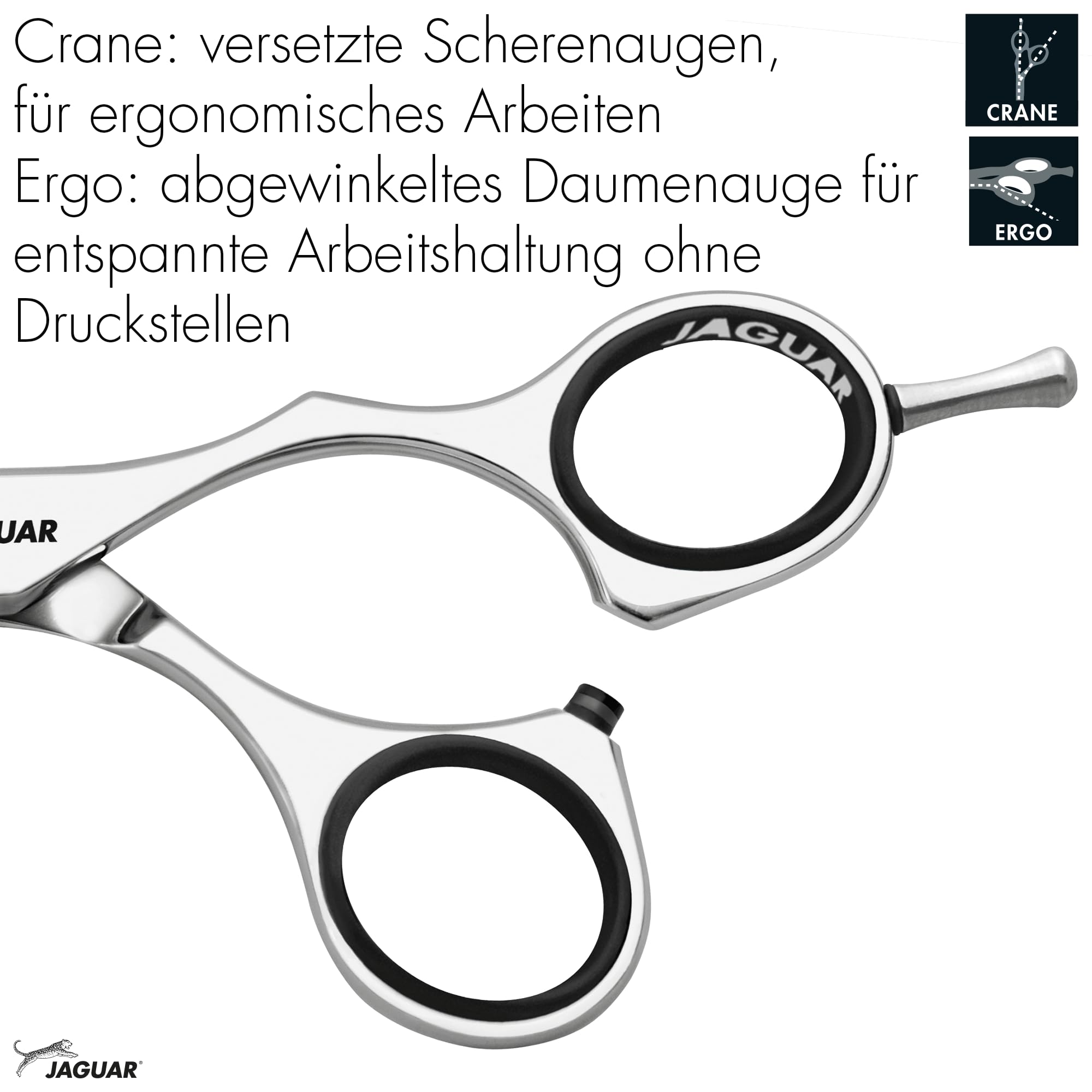 JAGUAR Modellierschere SMART 39 5.5“ | ergonomische Griffstellung | Texturierschere ergonomisches Design | abgewinkeltes Daumenauge | 39 Prismenschliff-Effilierzähne | poliert | Made in Germany