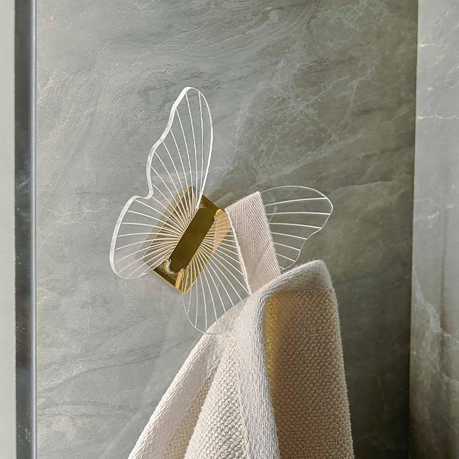 Ganchos para toallas, abrigos de baño, bata, ropa, baño, ducha, gancho de pared para cocina, garaje, hotel, armario, puerta, pared, gancho montado en mariposa, 5 piezas